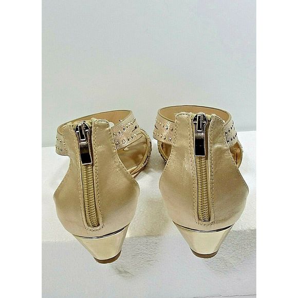 Maripe Gold Open Toe Wedge Sandals 8.5 Back Zip - Picture 6 of 8